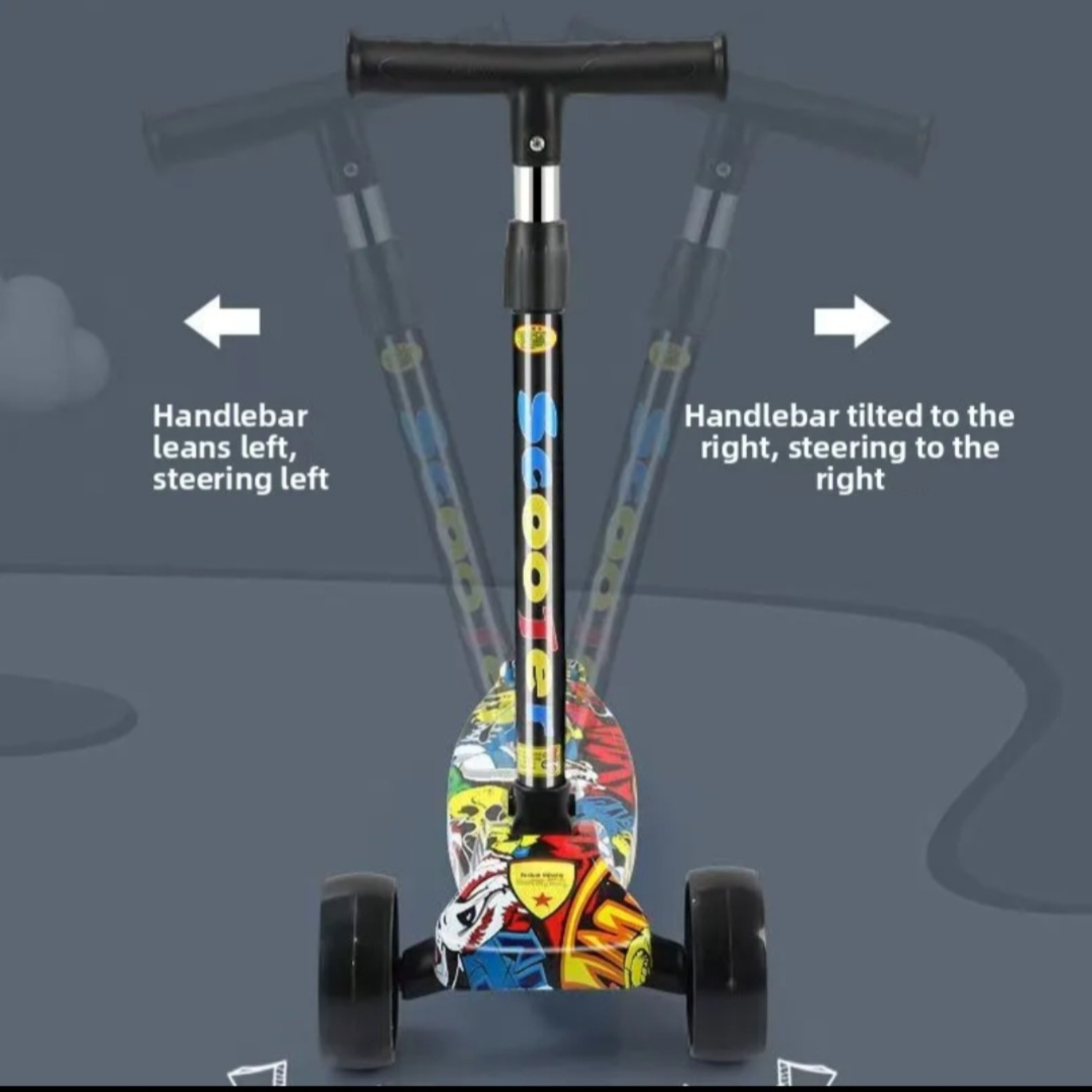Lean-to-steer children's scooter