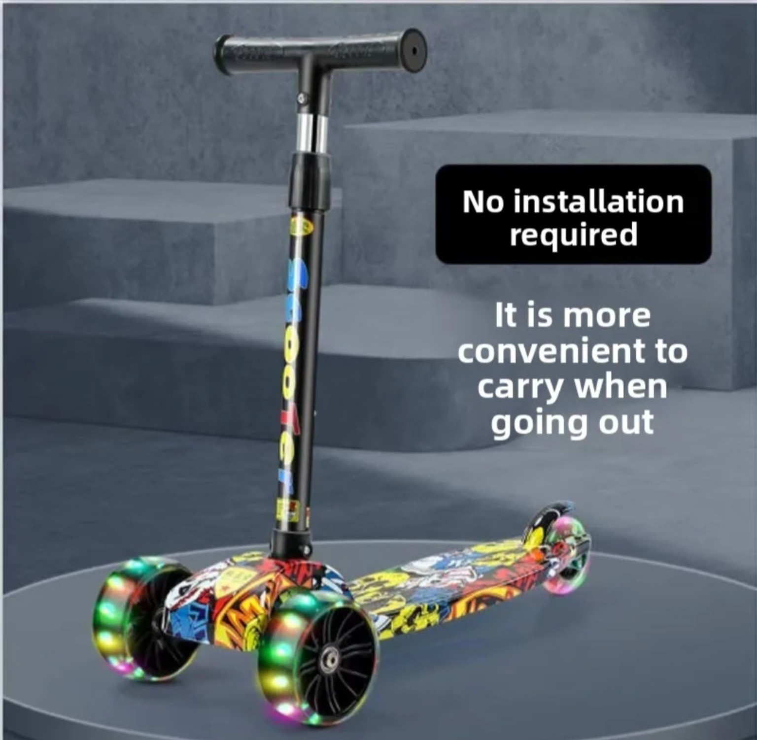 Graffiti scooter with LED wheels